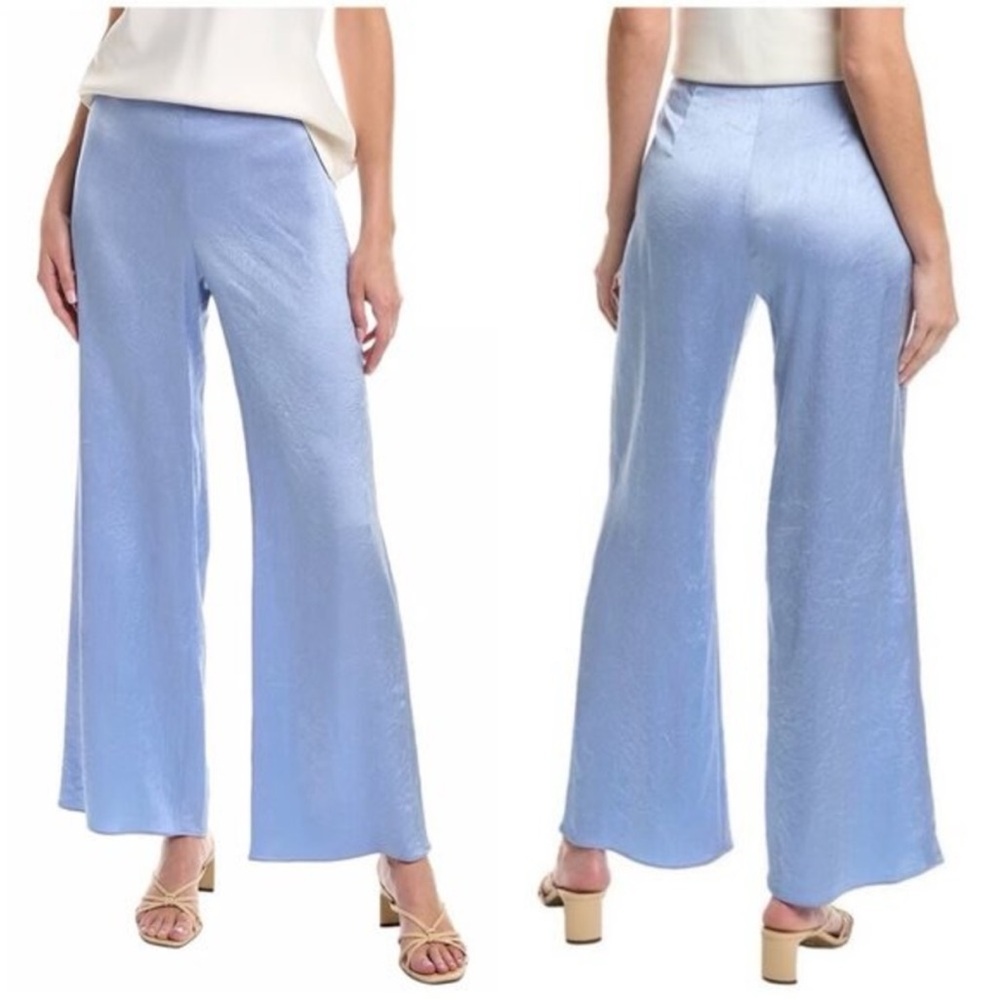 VINCE High Waist Textured Satin Wide Leg Trousers